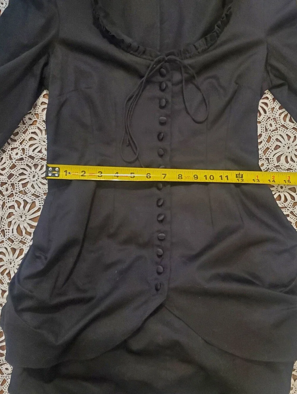 Vintage Betsey Johnson Black Bustle Blouse Goth Vampy Steam punk Cotton Y2K - Picture 13 of 16
